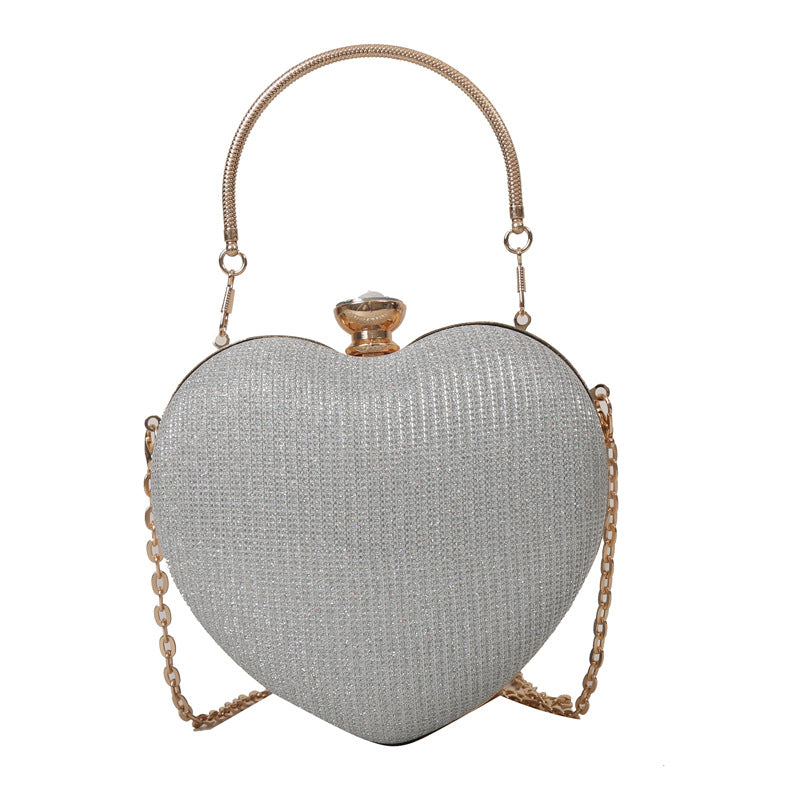 Wholesale Heart-shaped bag cute girl handbag crossbody evening bag chain bag